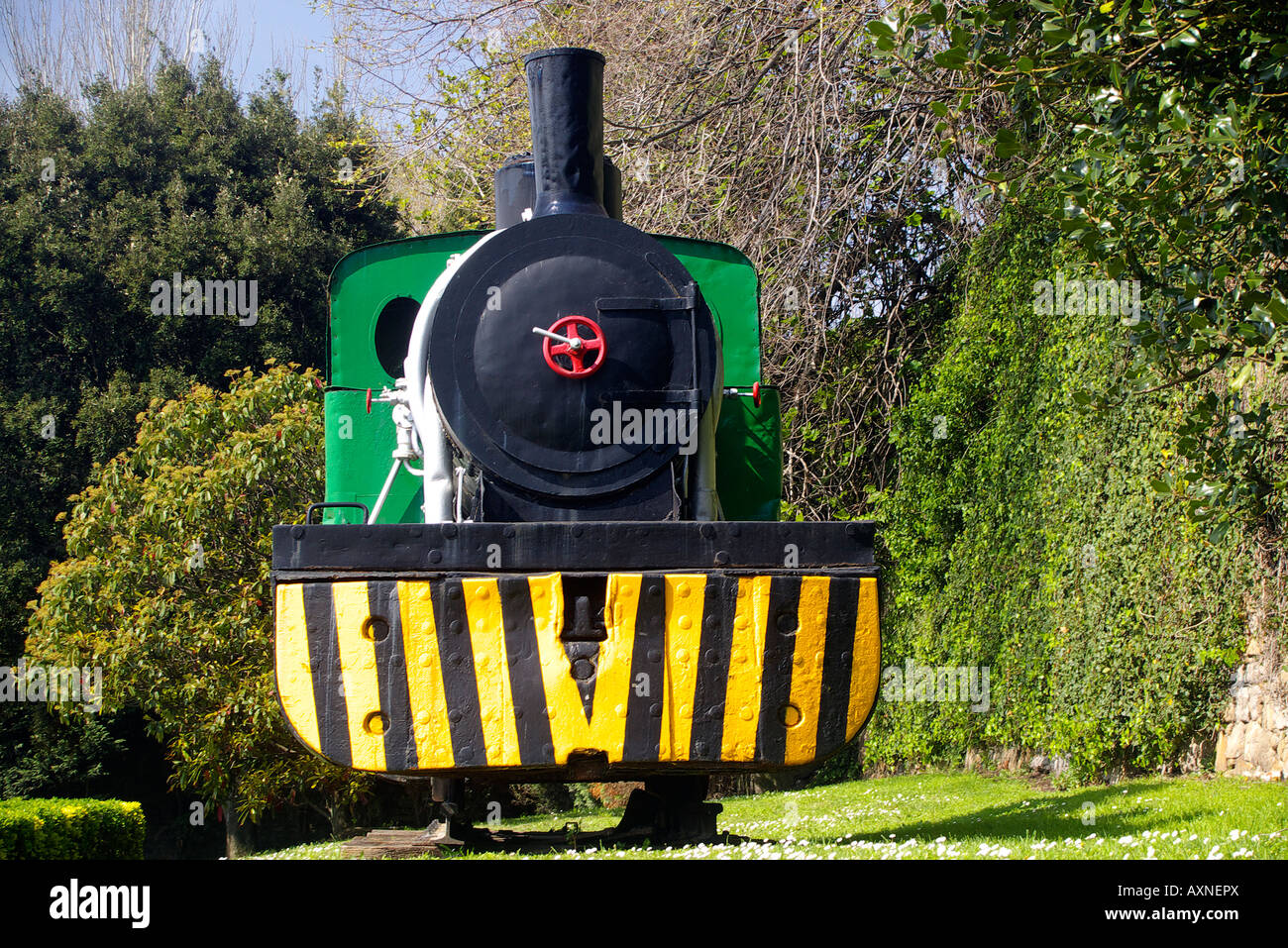 old steam locomotive transformed in a monument Stock Photo