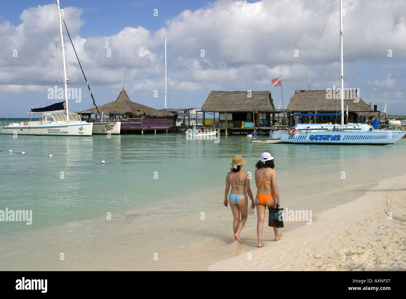 Aruba Palm beach Stock Photo