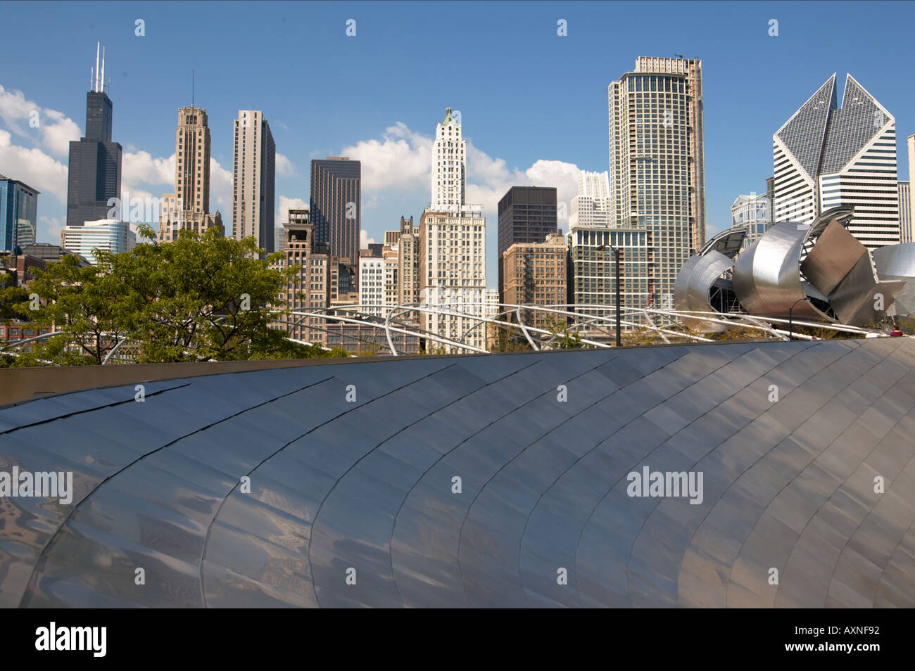 PARKS Chicago Illinois BP Bridge Frank Gehry design in Millennium Park ...
