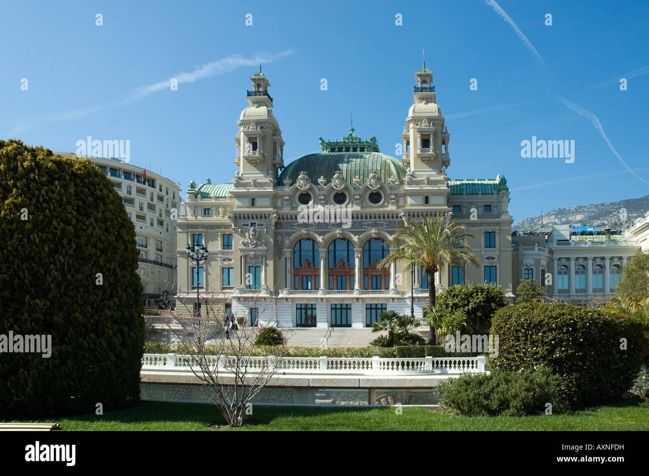 Monte Carlo Casino, back view from the Terraces and Garden Monaco, Europe Stock Photo Alamy