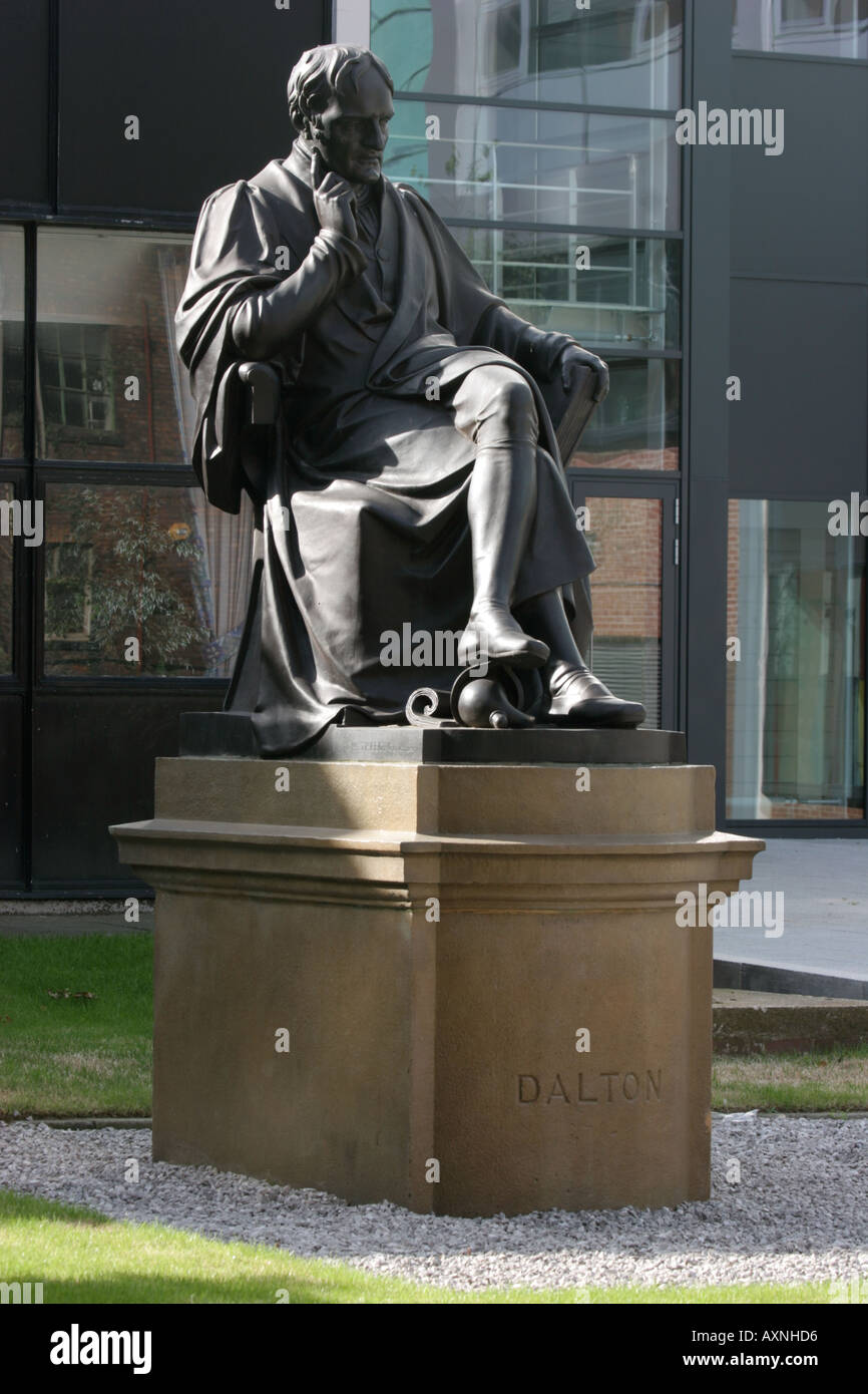Statue of John Dalton 1766 1844 outside Dalton Building of Manchester