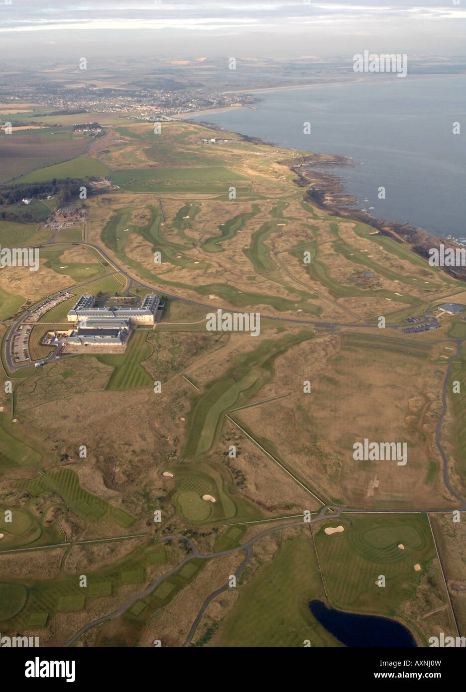 Aerial view of Fairmont Hotel and Golf resort near St Andrews Scotland