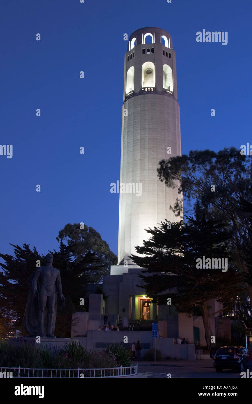 Coit Tower San Francisco USA at night Stock Photo Alamy