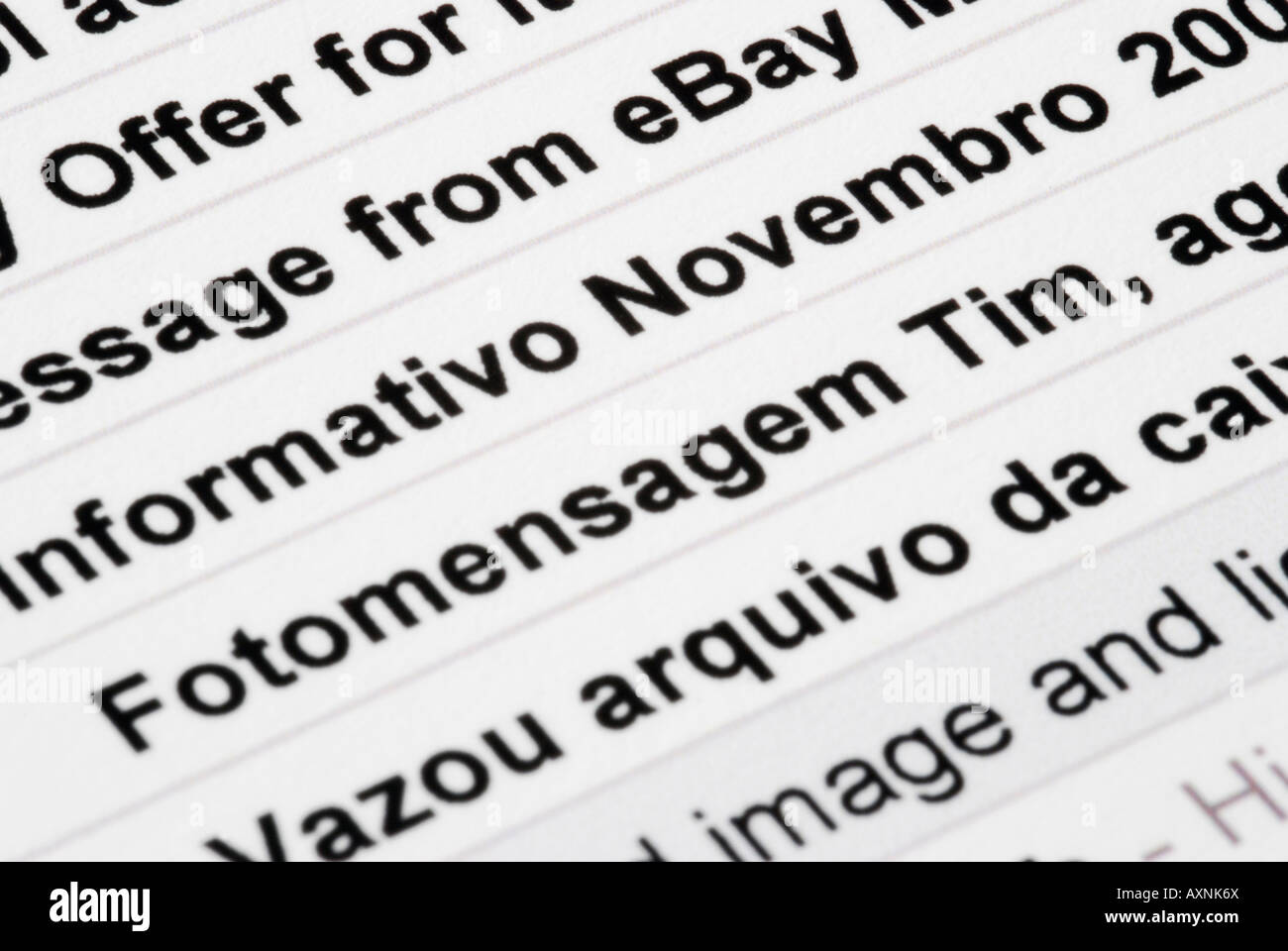 Close up of spam email headers Stock Photo