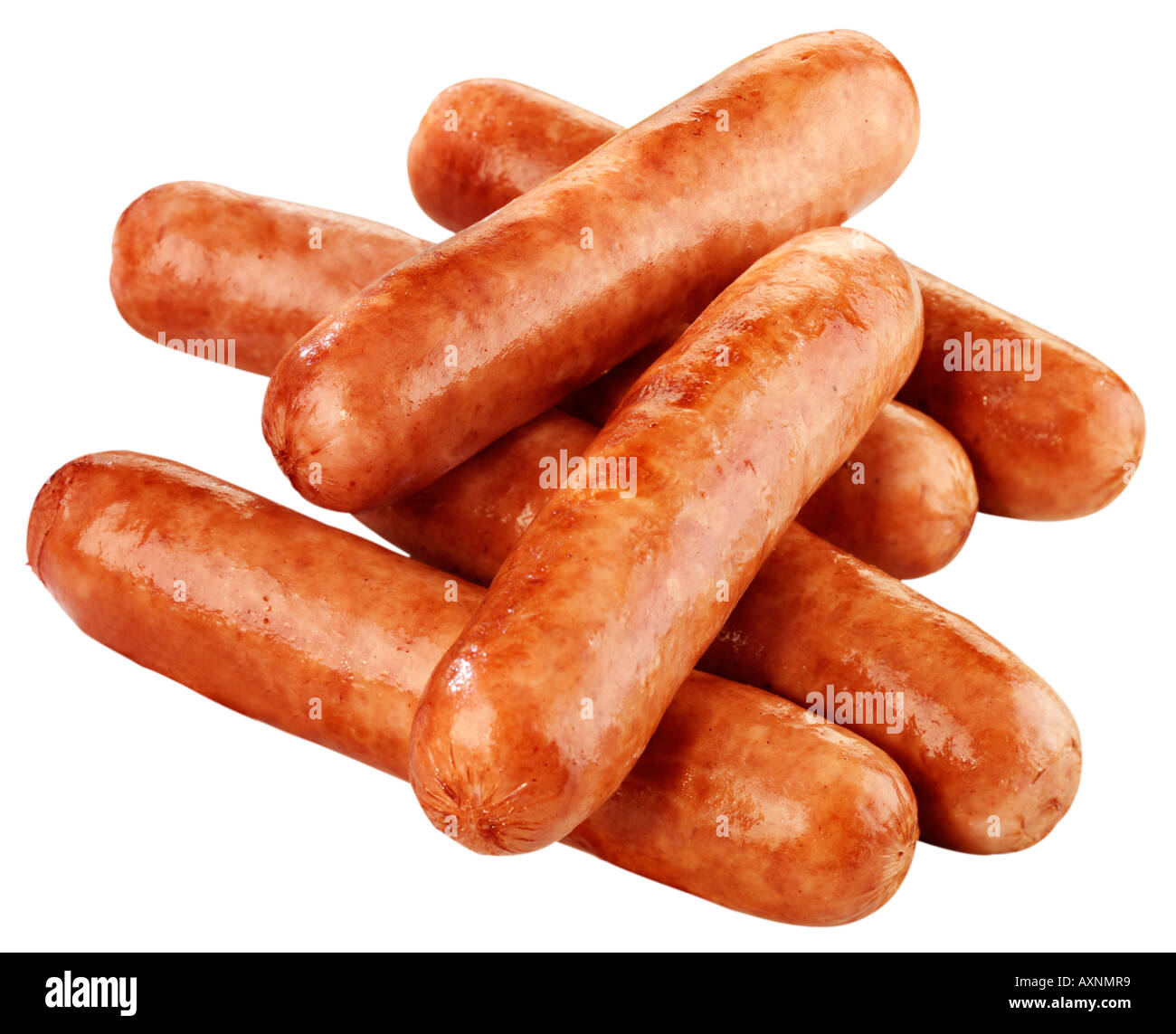 COOKED SAUSAGES CUT OUT Stock Photo