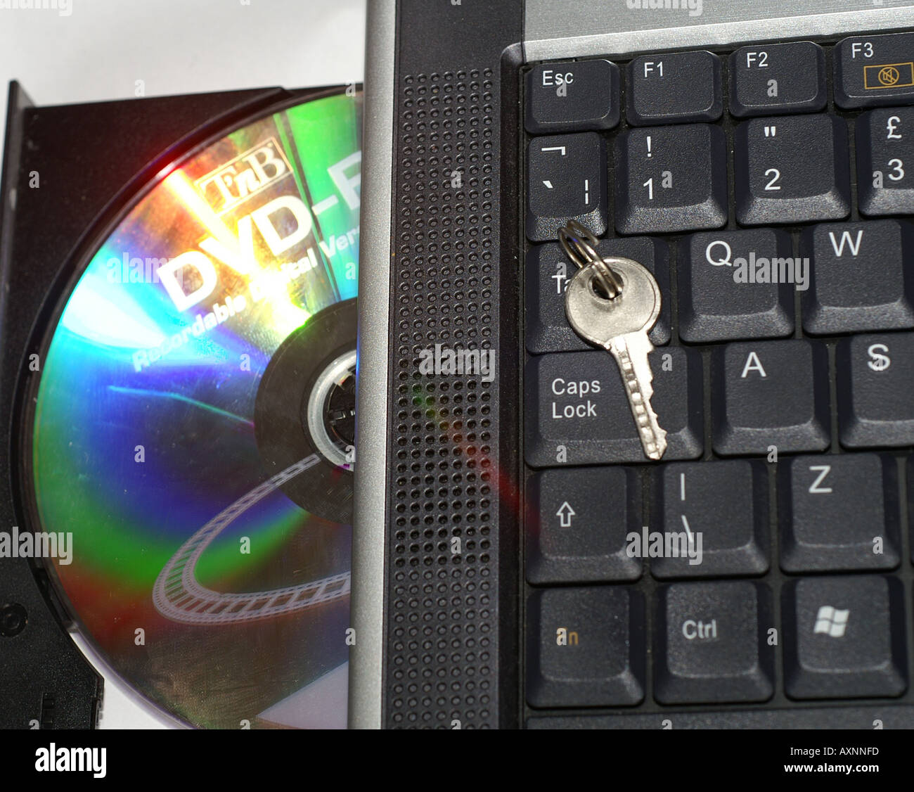 Key by Caps lock button on laptop keyboard security digital risk