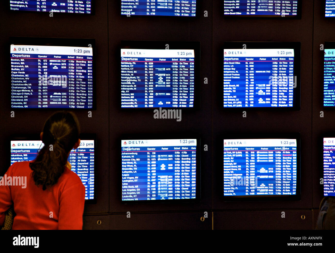 Airport airline flight schedule Atlanta Stock Photo Alamy