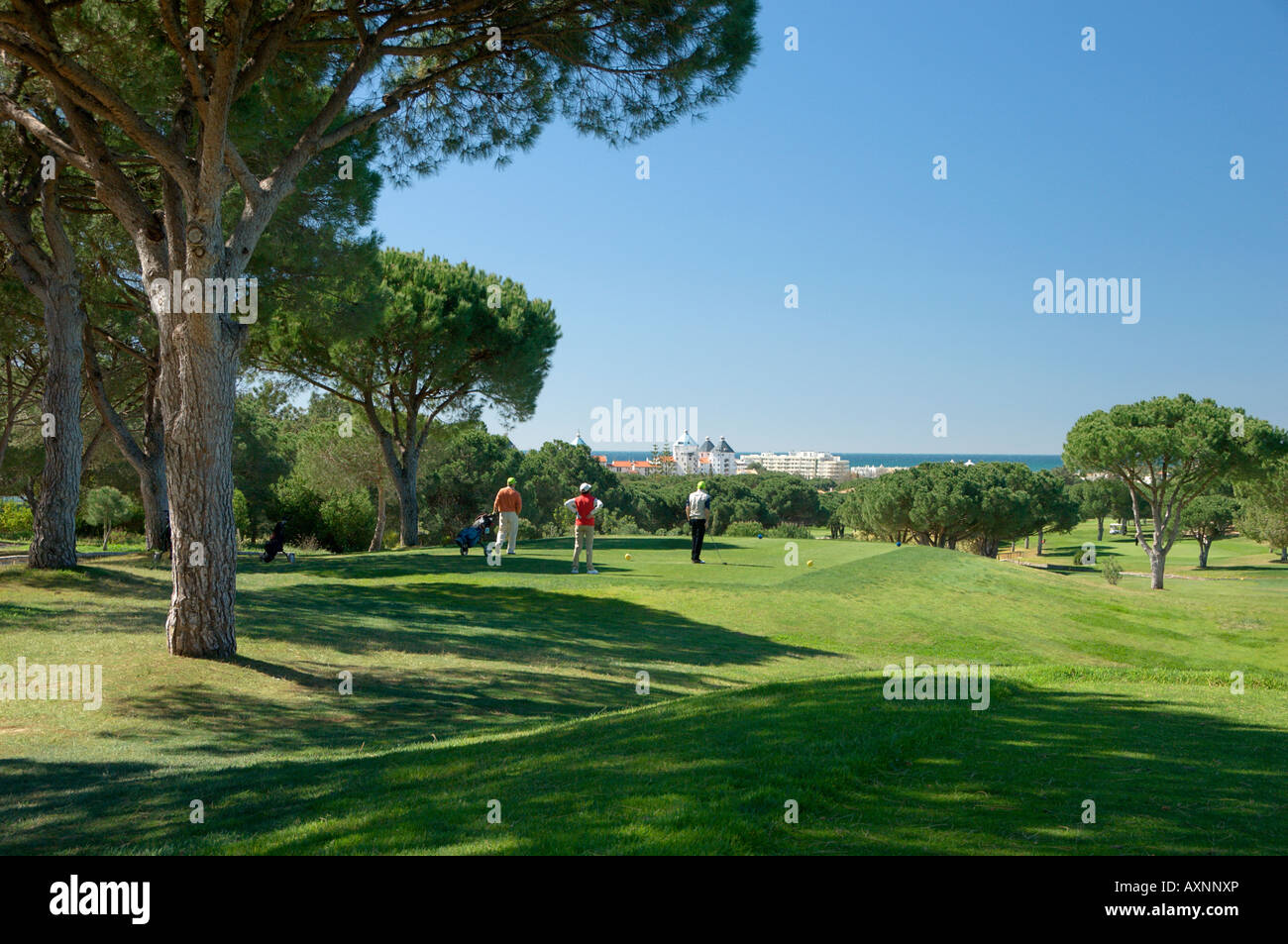 Portugal the Algarve Vilamoura Oceanico Pinhal Golf course, 16th tee Stock Photo