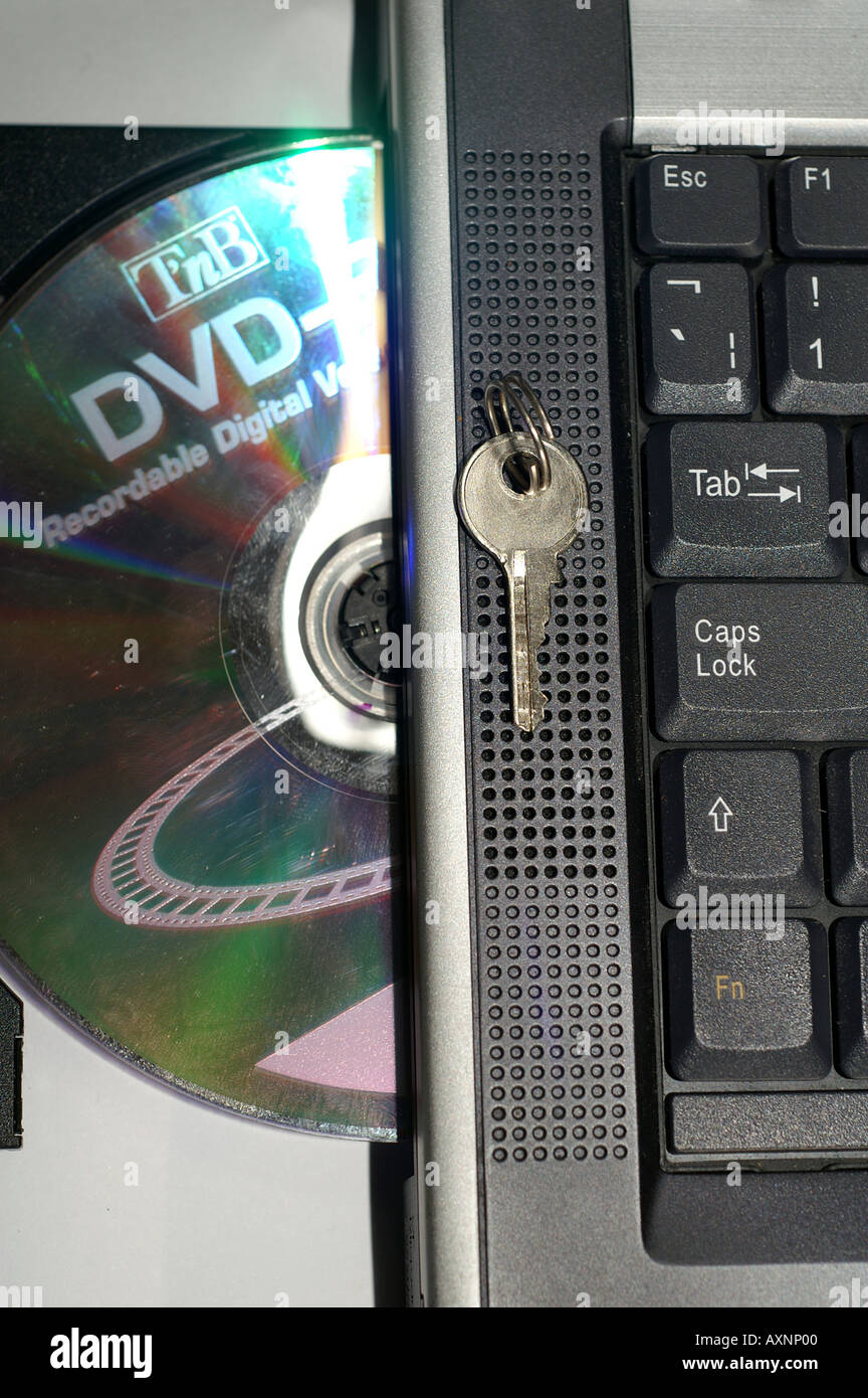 Key by Caps lock button on laptop keyboard security digital risk