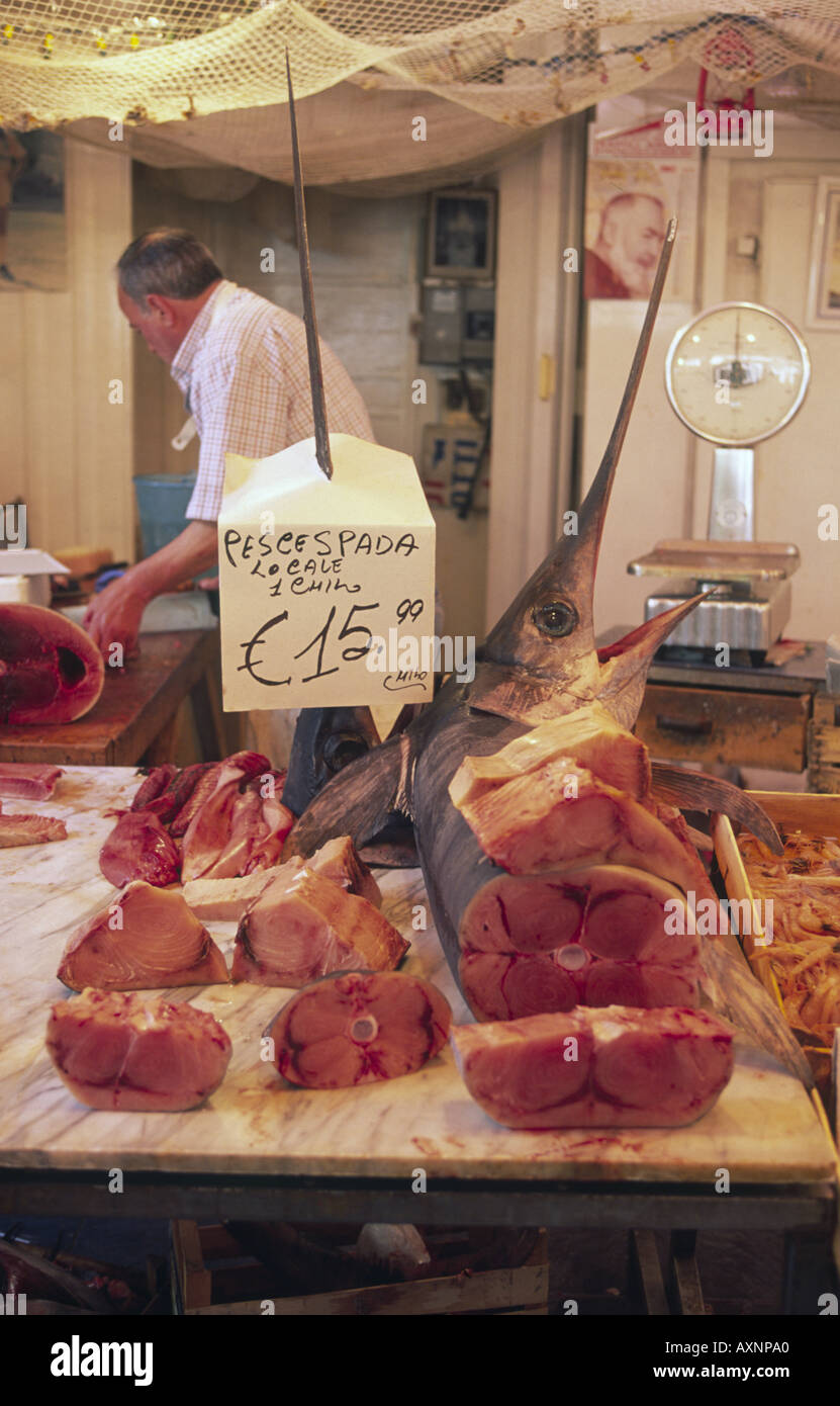 Market Stall Fish Display Palermo Sicily Italy Stock Photo - Alamy