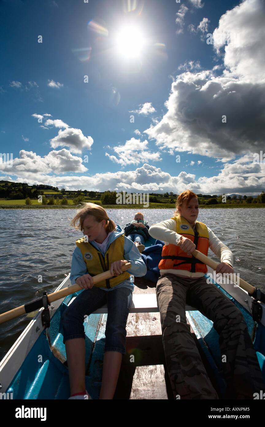 Rowing Llangorse Lake Brecon Beacons Mid Wales Stock Photo - Alamy