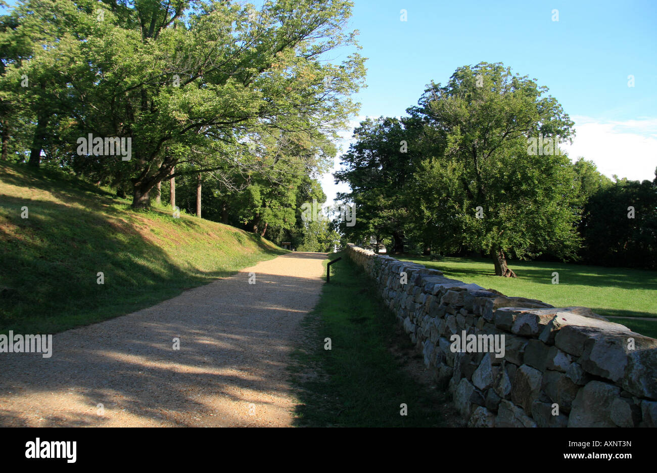 The Sunken Road and the Stone Wall, a Confederate position during the Battle of Fredericksburg, VA. Stock Photo