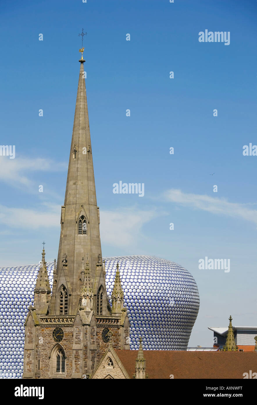 St Martins Church in front of the Selfridges Building at The Bullring Shopping Centre Birmingham England UK Stock Photo