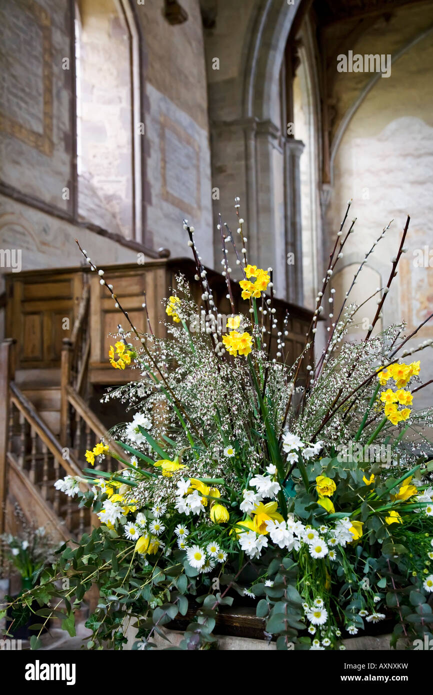 Spring Flowers At Easter Decorating Parish Church Dore Abbey Wales