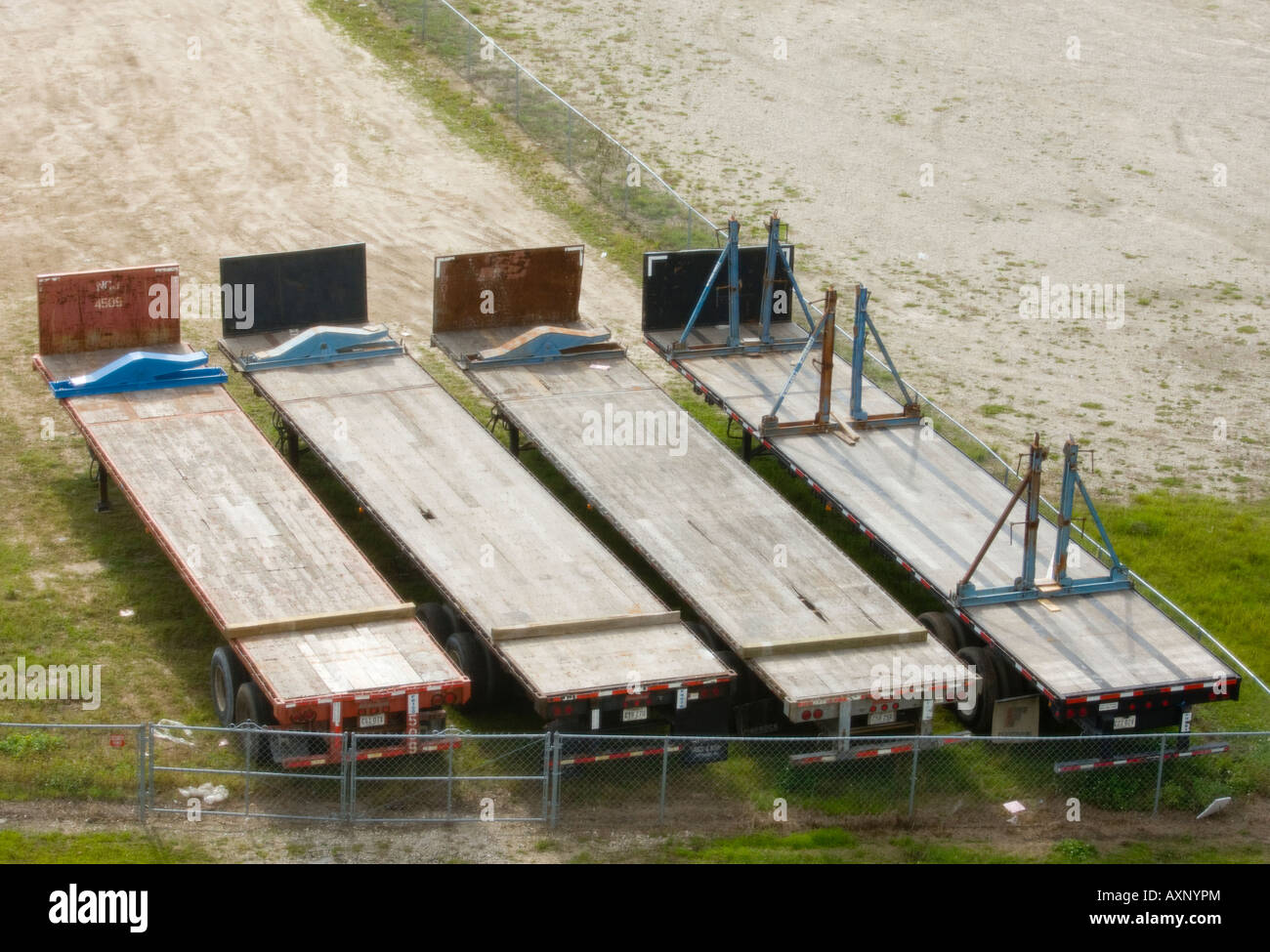 Empty flatbed trailer Stock Photo Alamy