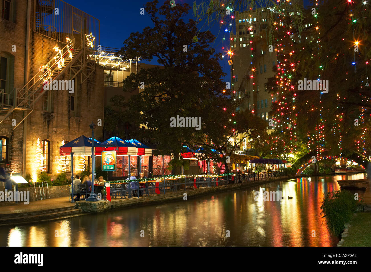 TEXAS San Antonio Riverwalk along San Antonio River outdoor dining