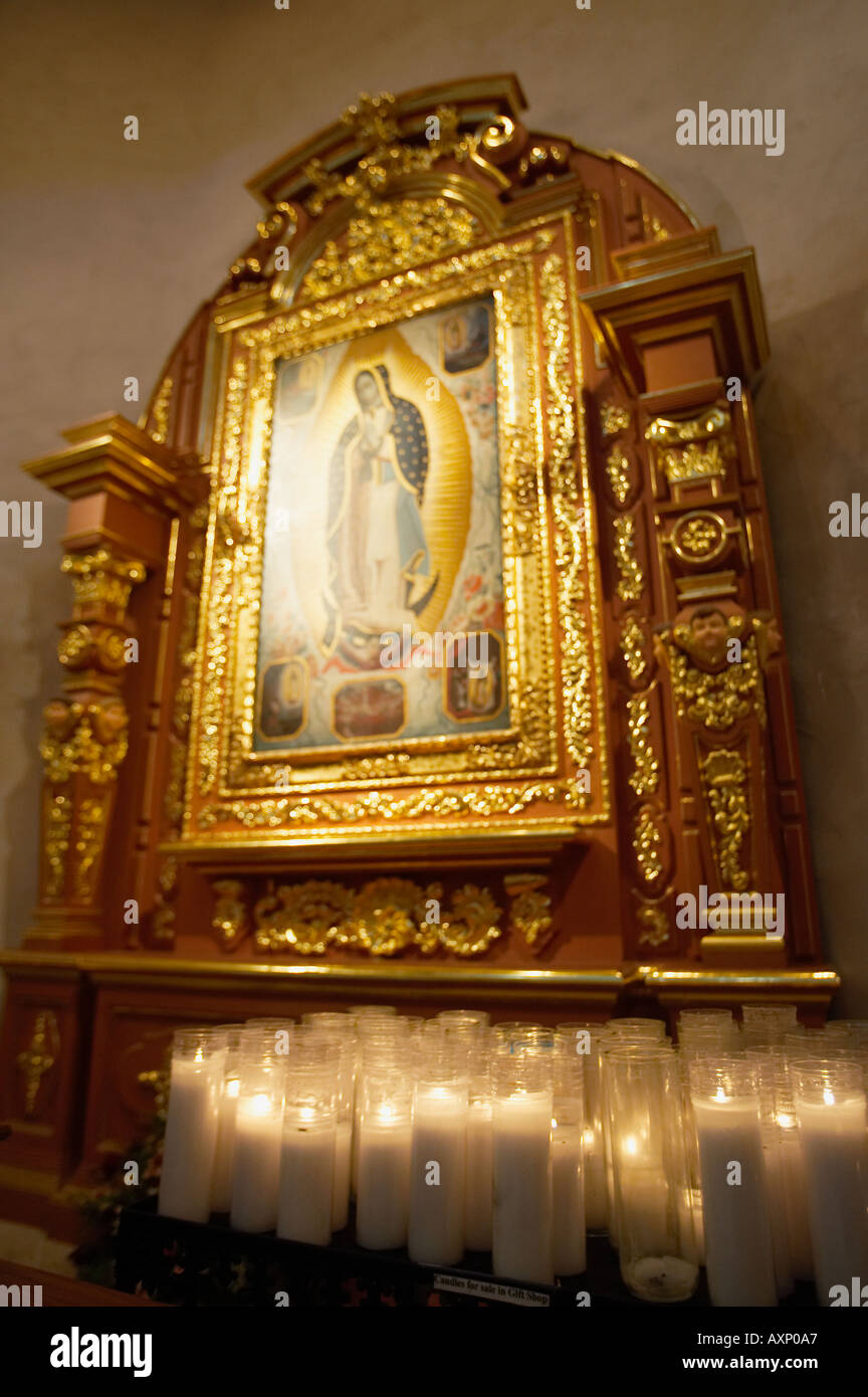TEXAS San Antonio San Fernando Cathedral interior candles lit before