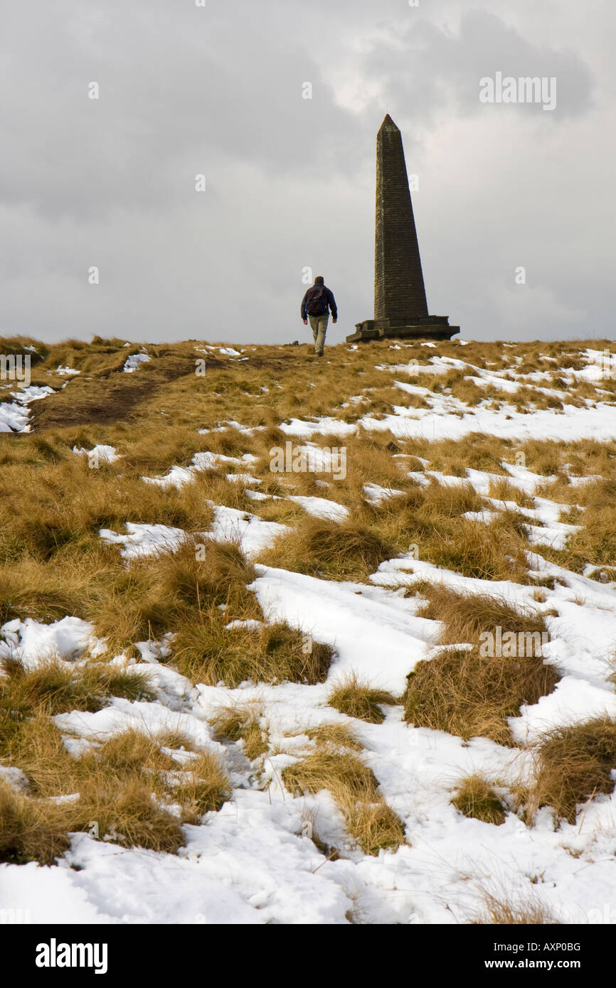 Lone walker , Stoodley Pike , part of the Pennine way , Calderdale