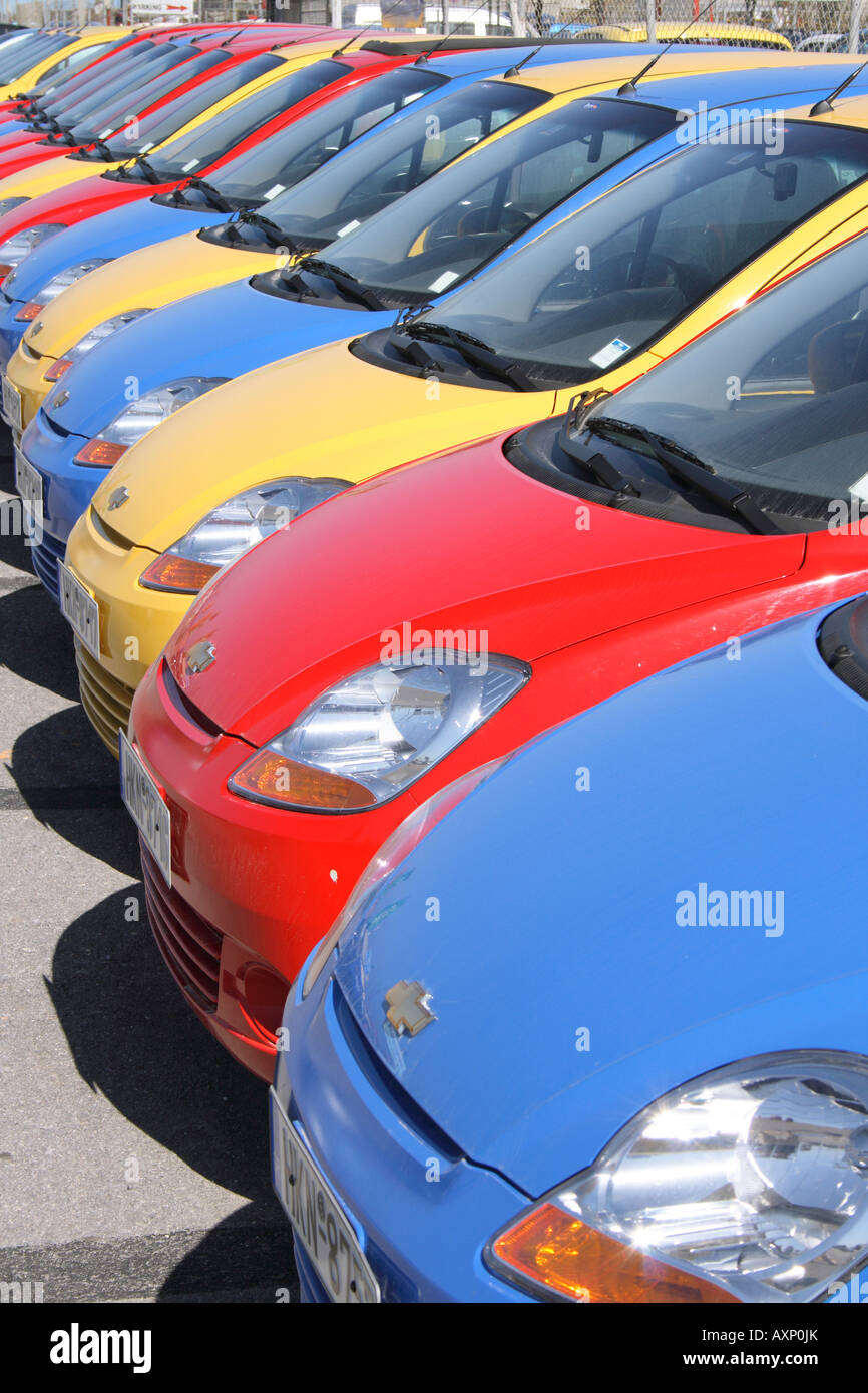 many colorful Chevy Cars, Crete, Greece, Europe. Photo by Willy Matheisl Stock Photo Alamy