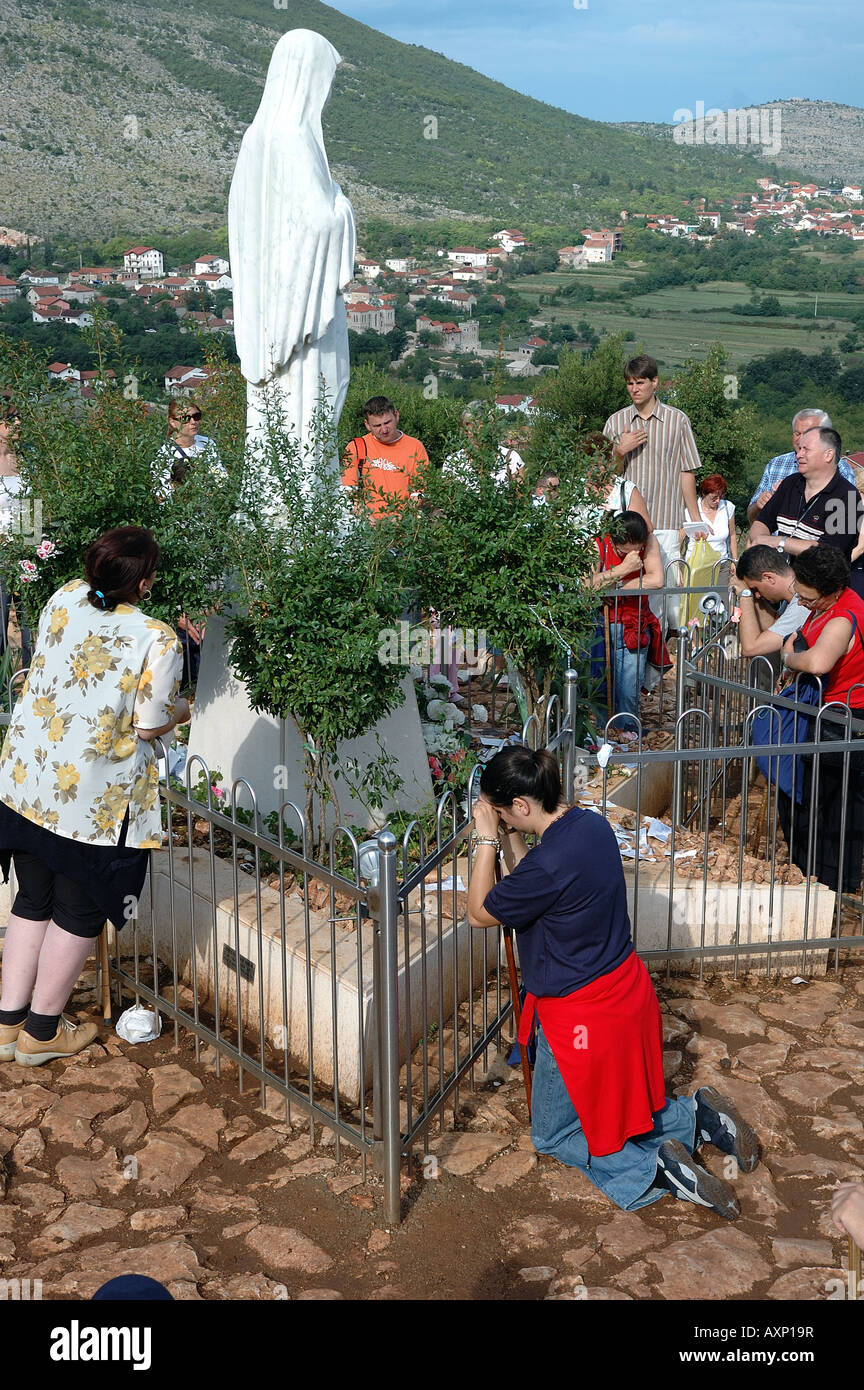 Pilgrims praying at Medjugorje Stock Photo