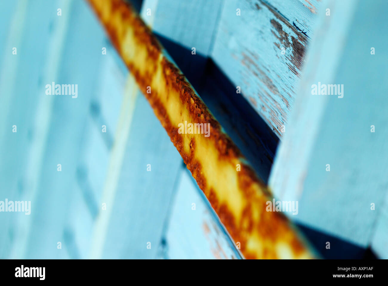 Abstract view of a rusty bar on a beach hut Stock Photo