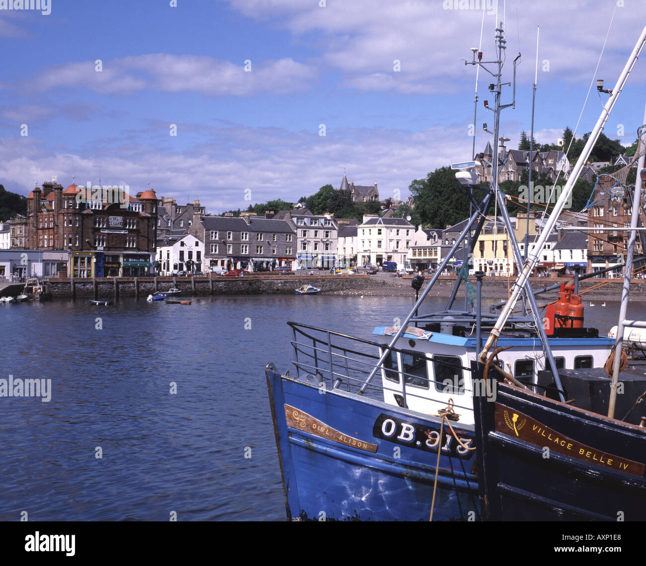 UK Scotland Strathclyde Argyll Oban harbour and town Stock Photo