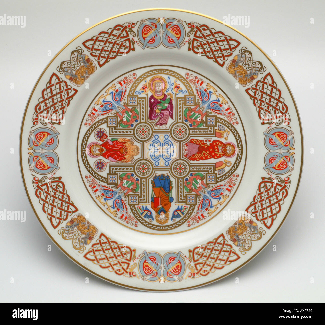 kells Spode china plates with Celtic designs inspired by the Christian Gospels Stock Photo
