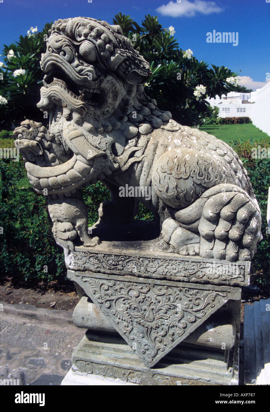 Temple Chinese stone statue Grand Palace Bangkok Thailand South East Asia Na Pra Larn Road compound Wat Phra Kaeo Stock Photo