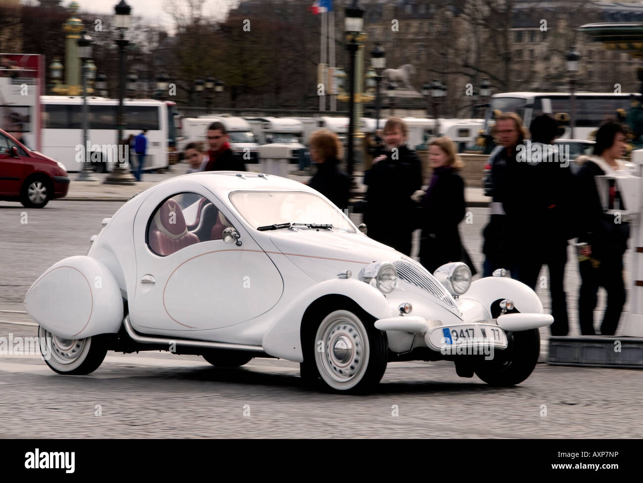 Fun Car The Champs-Elysees is the most prestigious and broadest avenue in Paris. Stock Photo