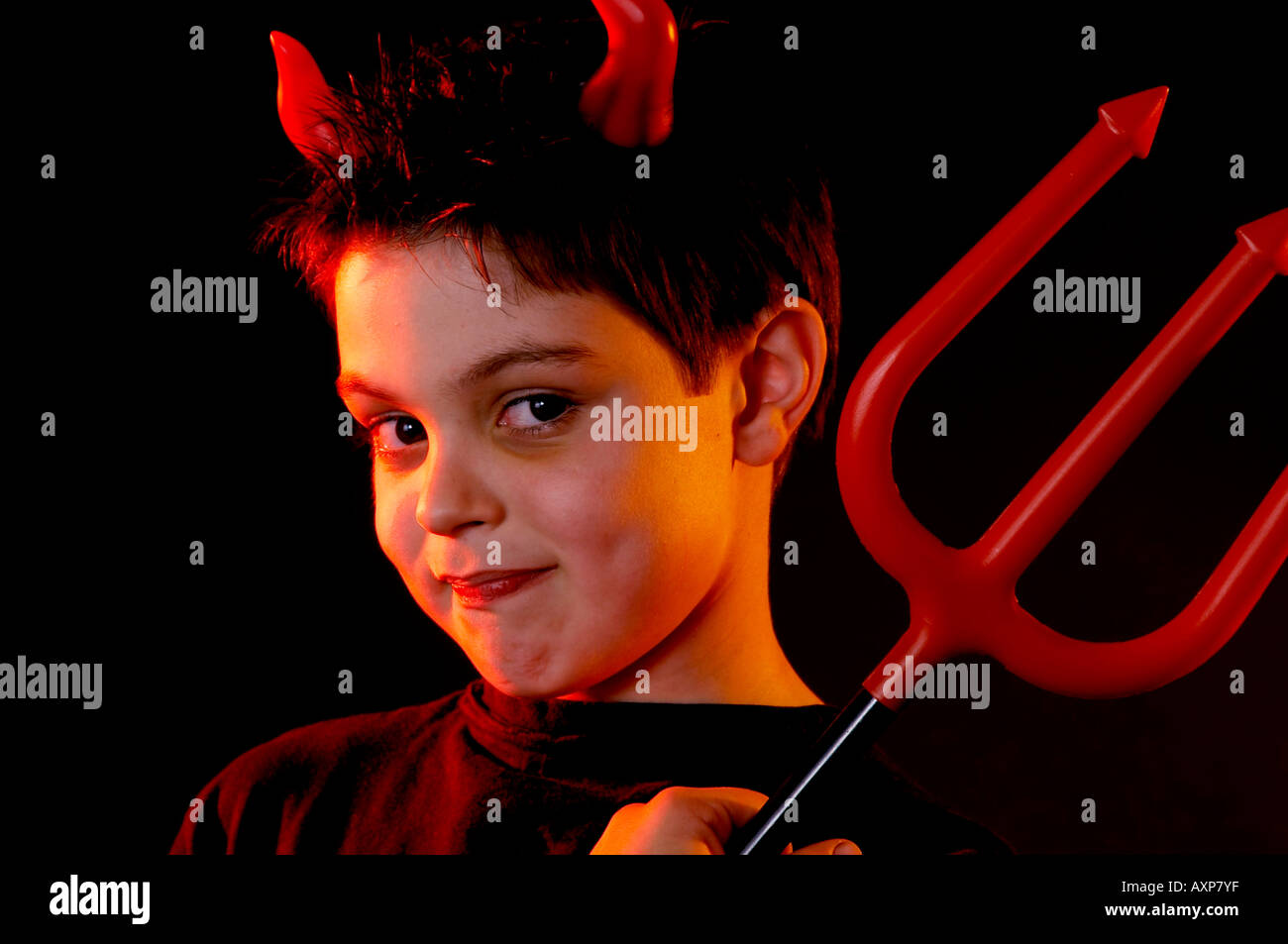 Devil, horns, tripod, sneaky, expression, mischief, mischievous, trouble, behaviour, behavioural, problems, cute, Halloween, Stock Photo