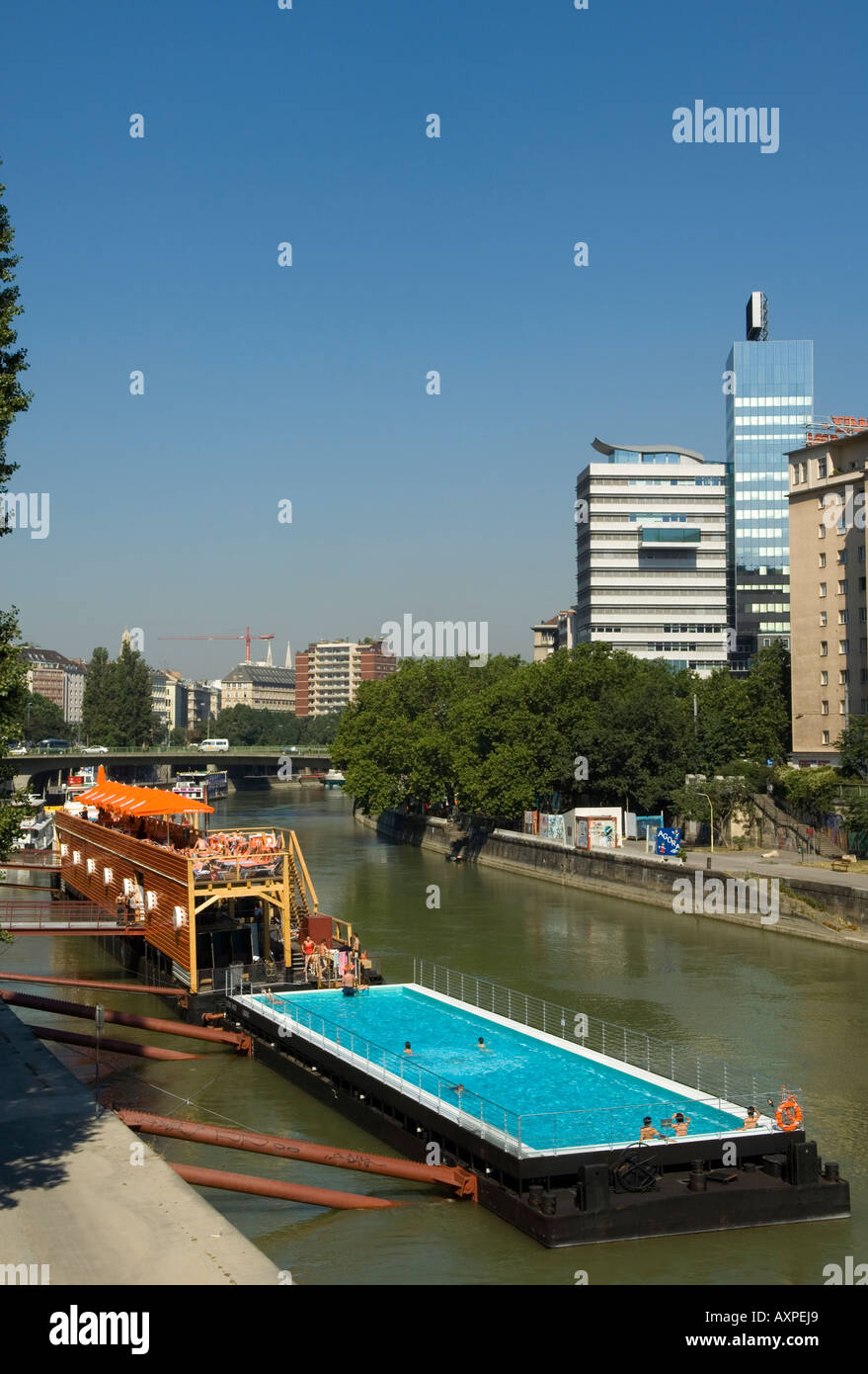 Vienna, swimming pool on the Danube Channel Stock Photo Alamy