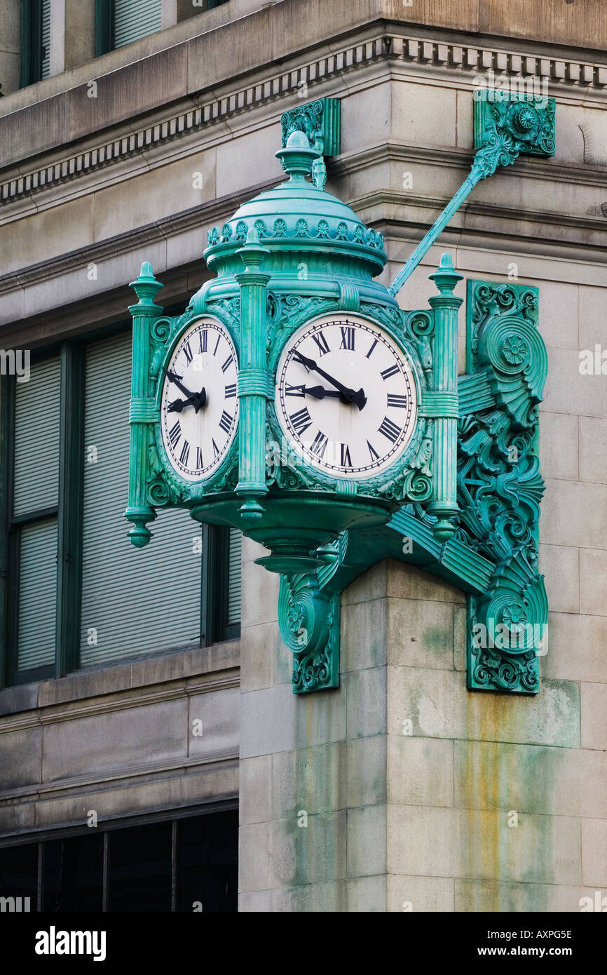 One the many clocks in downtown Chicago Illinois United States Stock