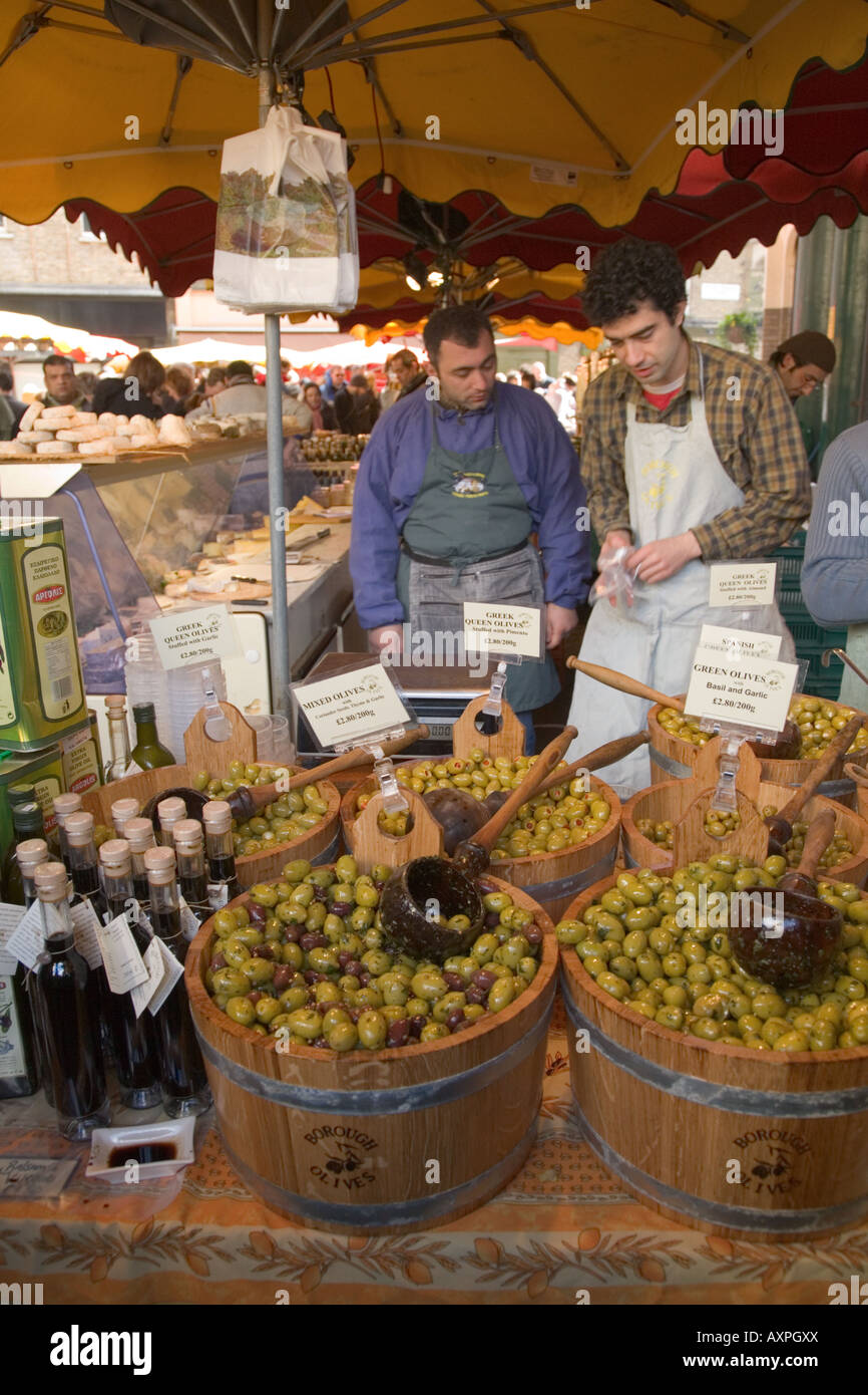 Olive stall at Borough Market London Stock Photo Alamy