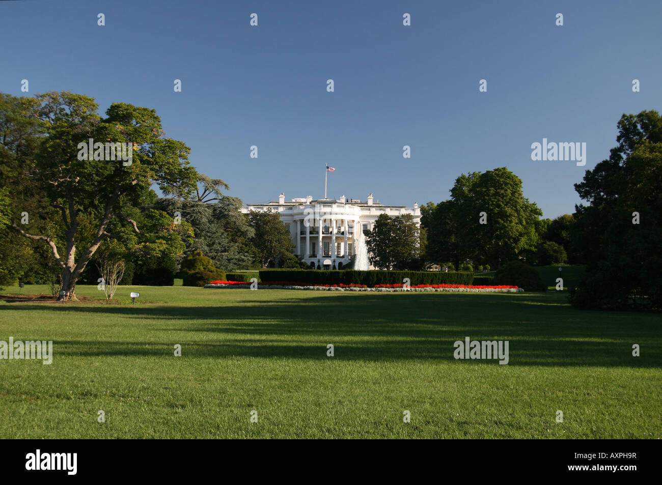 The South Portico of the White House, the official home of the President of the United States of America. Stock Photo