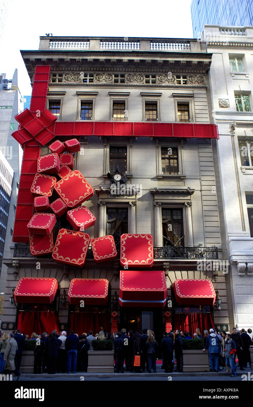 Cartier Flagship Store Front on Fifth Avenue, Holiday Season, NYC