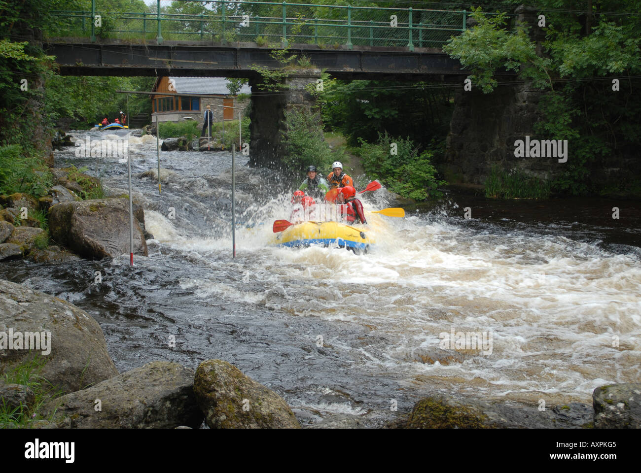 White Water Rafting National White Water Centre Afon Tryweryn Bala North West Wales Stock Photo