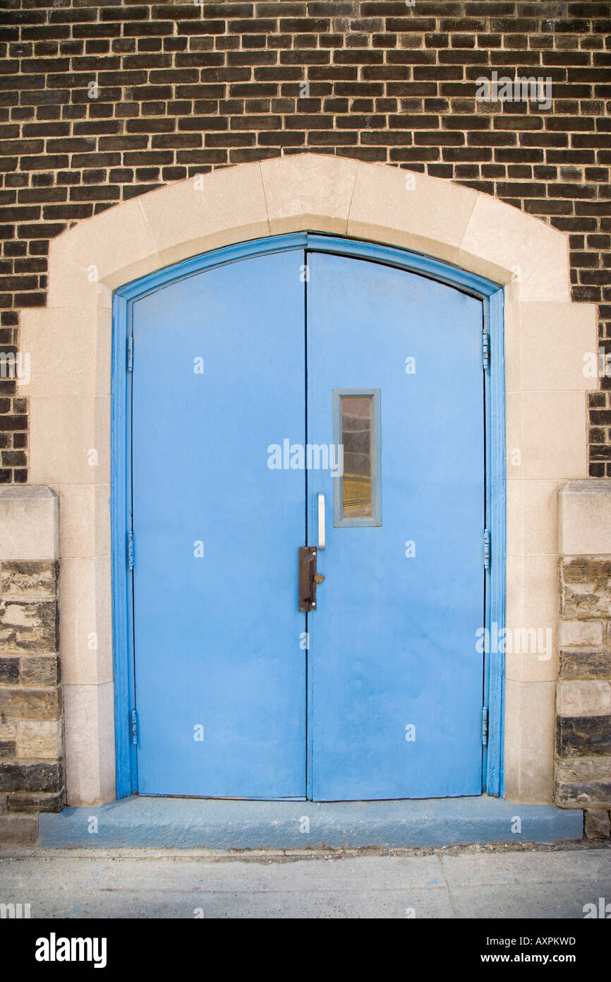 Blue painted double door Stock Photo