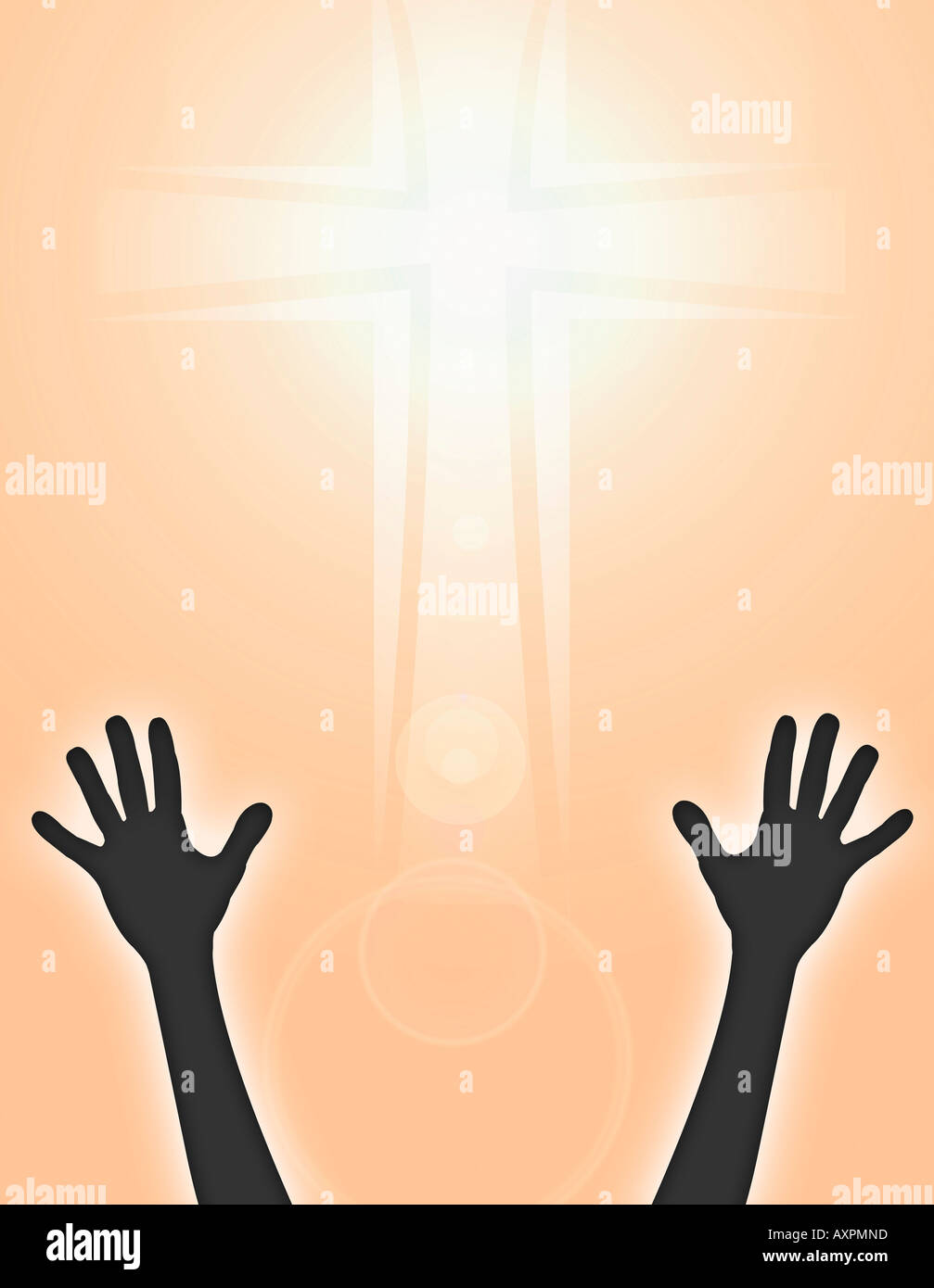 Hands Raised to Cross Stock Photo Alamy