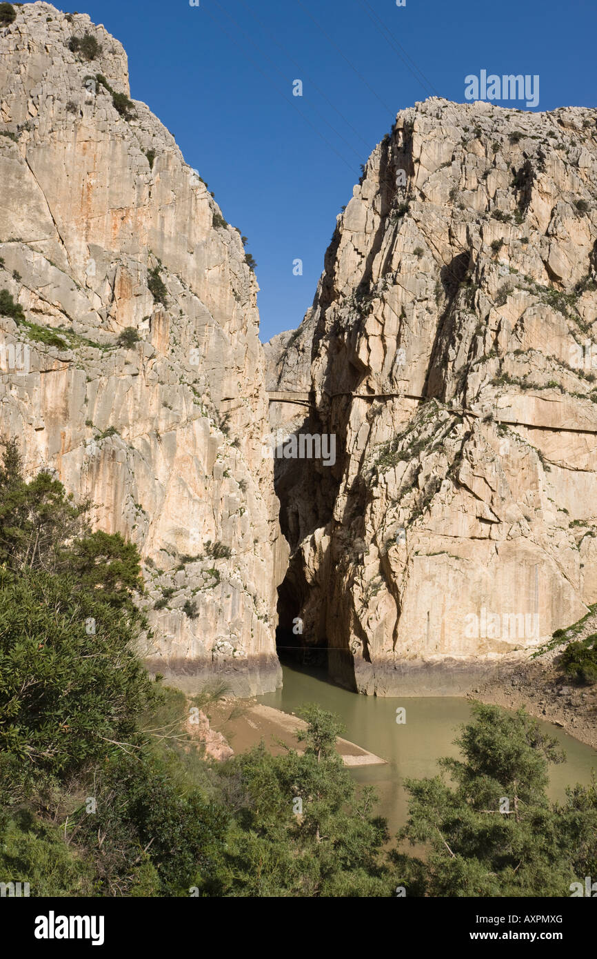 El Chorro gorge near Alora, Malaga Province, Spain.  Desfiladero de los Gaitanes. Stock Photo