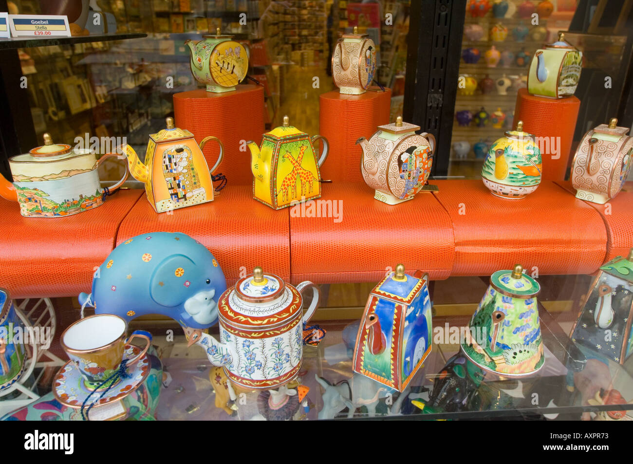 europe UK GB England London teapots in shop window strand Stock Photo