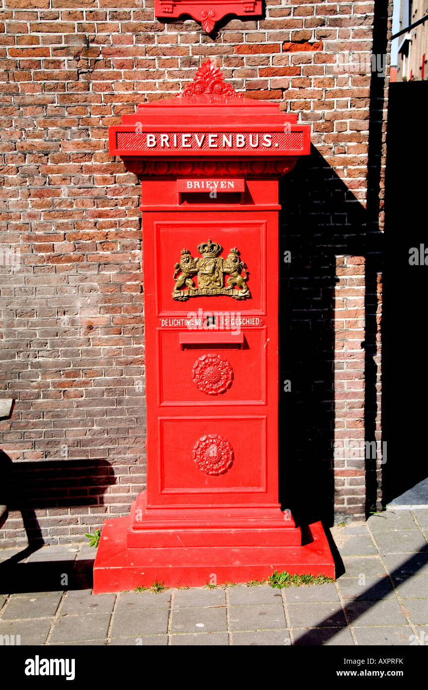 Netherlands South Holland red letter pillar post box Maassluis Netherlands Stock Photo