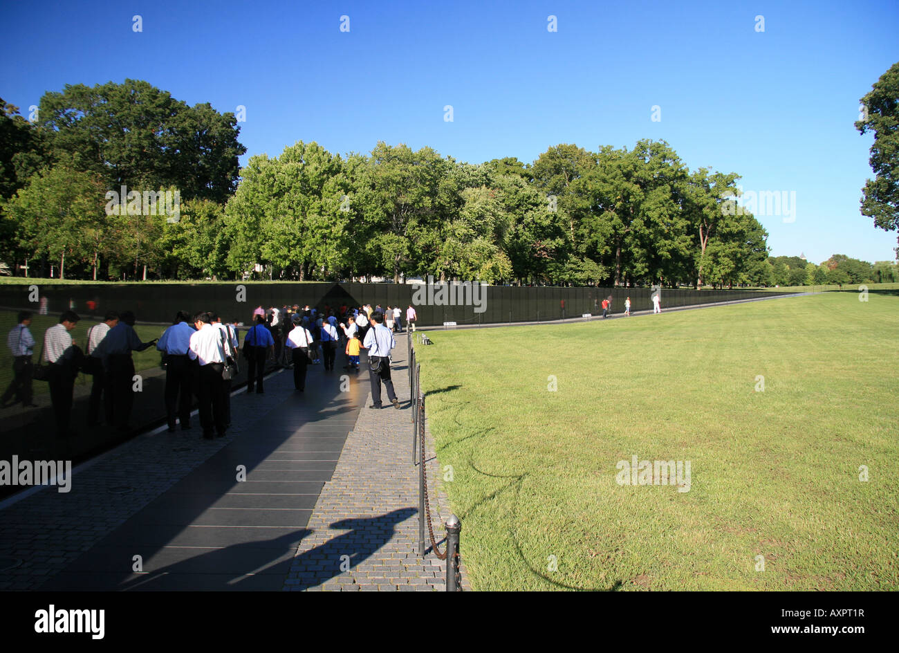 The Vietnam Veterans Memorial wall, Constitution Gardens, Washington DC. Stock Photo