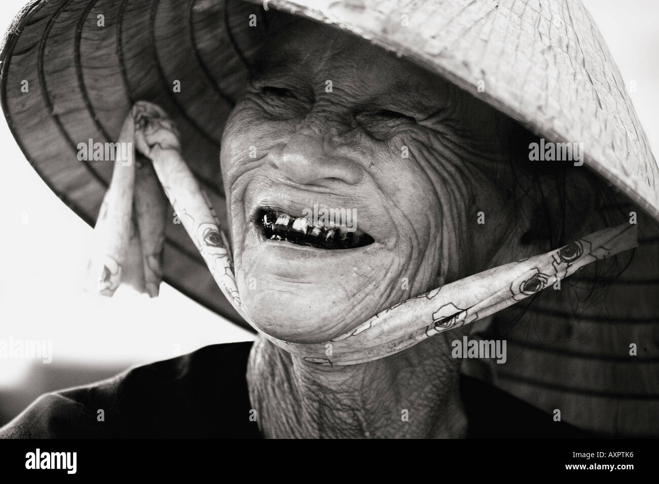 Native woman wearing Conical hat Vietnam Stock Photo