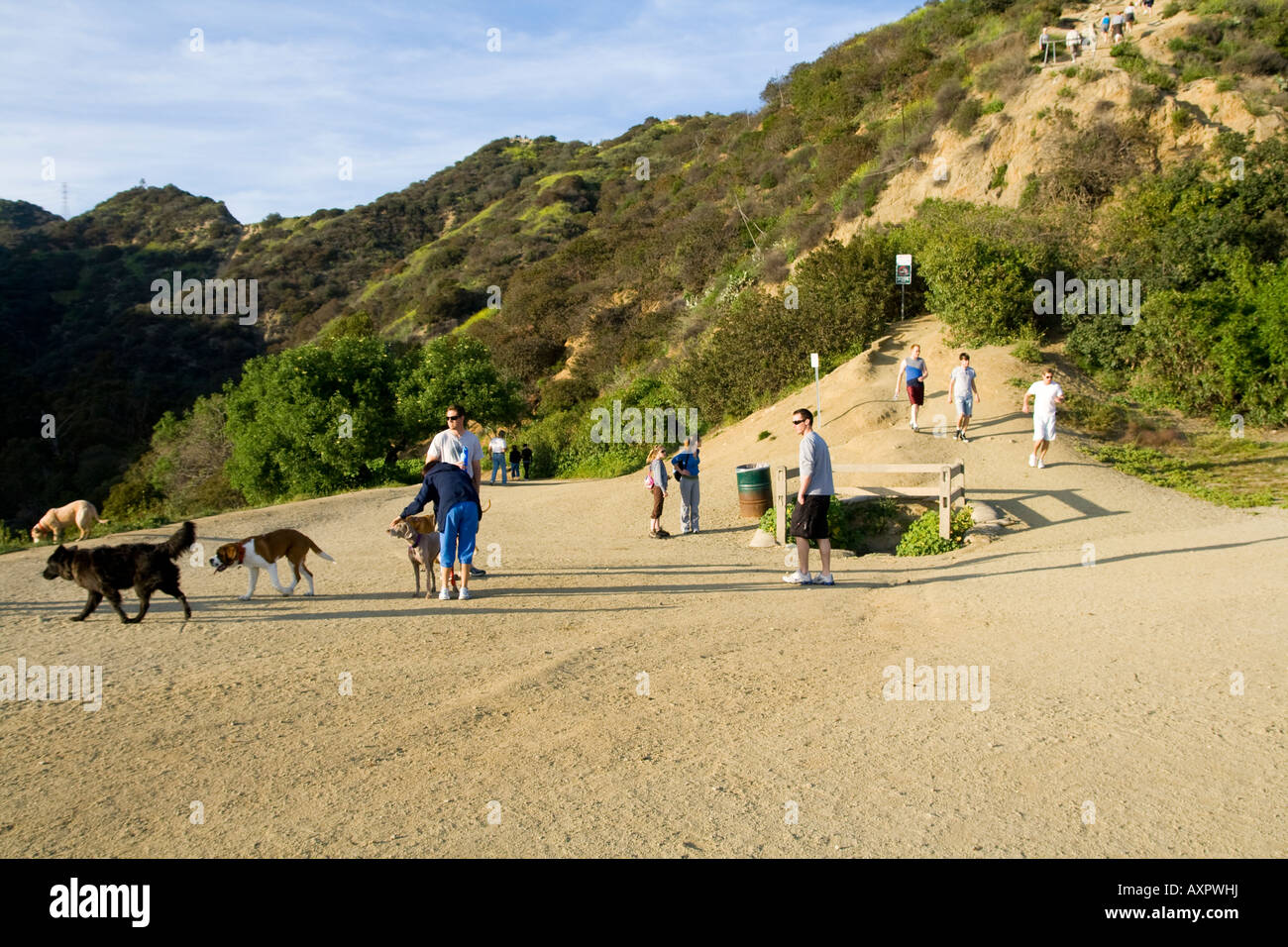 people hiking on a canyon path in Runyon Canyon in the hollywood hills