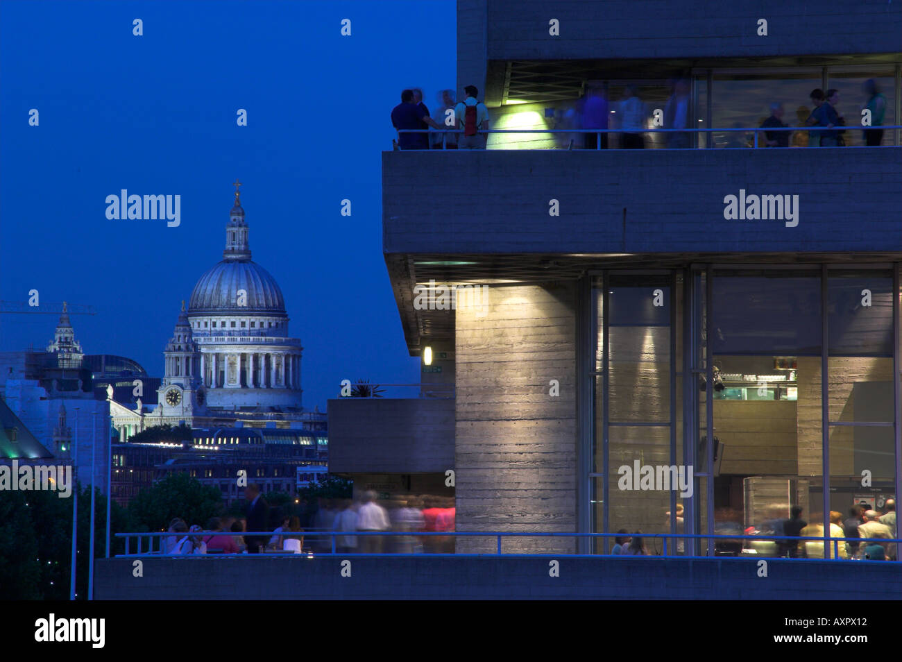 UK England London St Paul s cathedral and National theatre at dusk Stock Photo