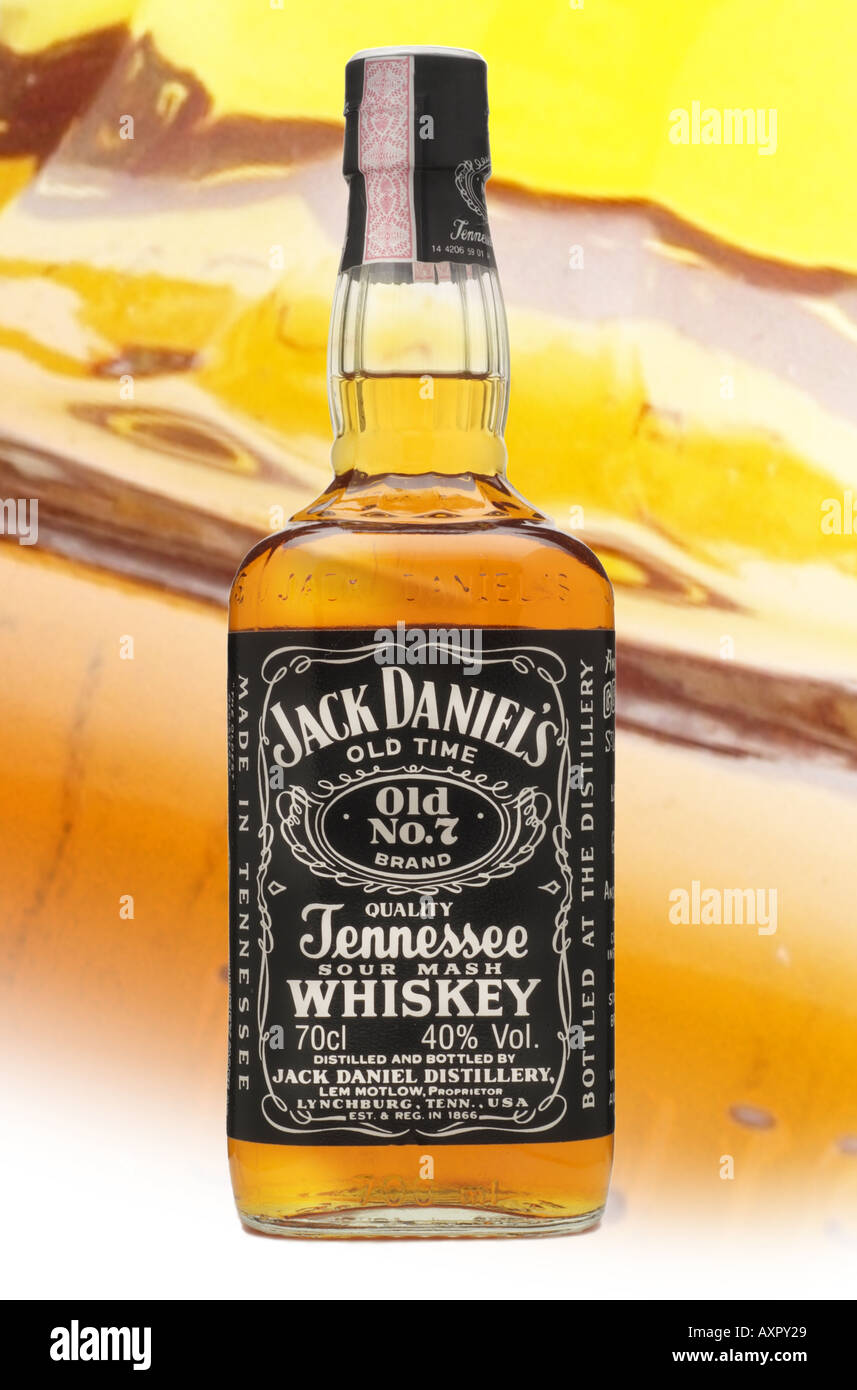 jack daniels old time number no 7 tennessee sour mash daniel distillery lem motlow lynchburg tenn usa america sippin Stock Photo