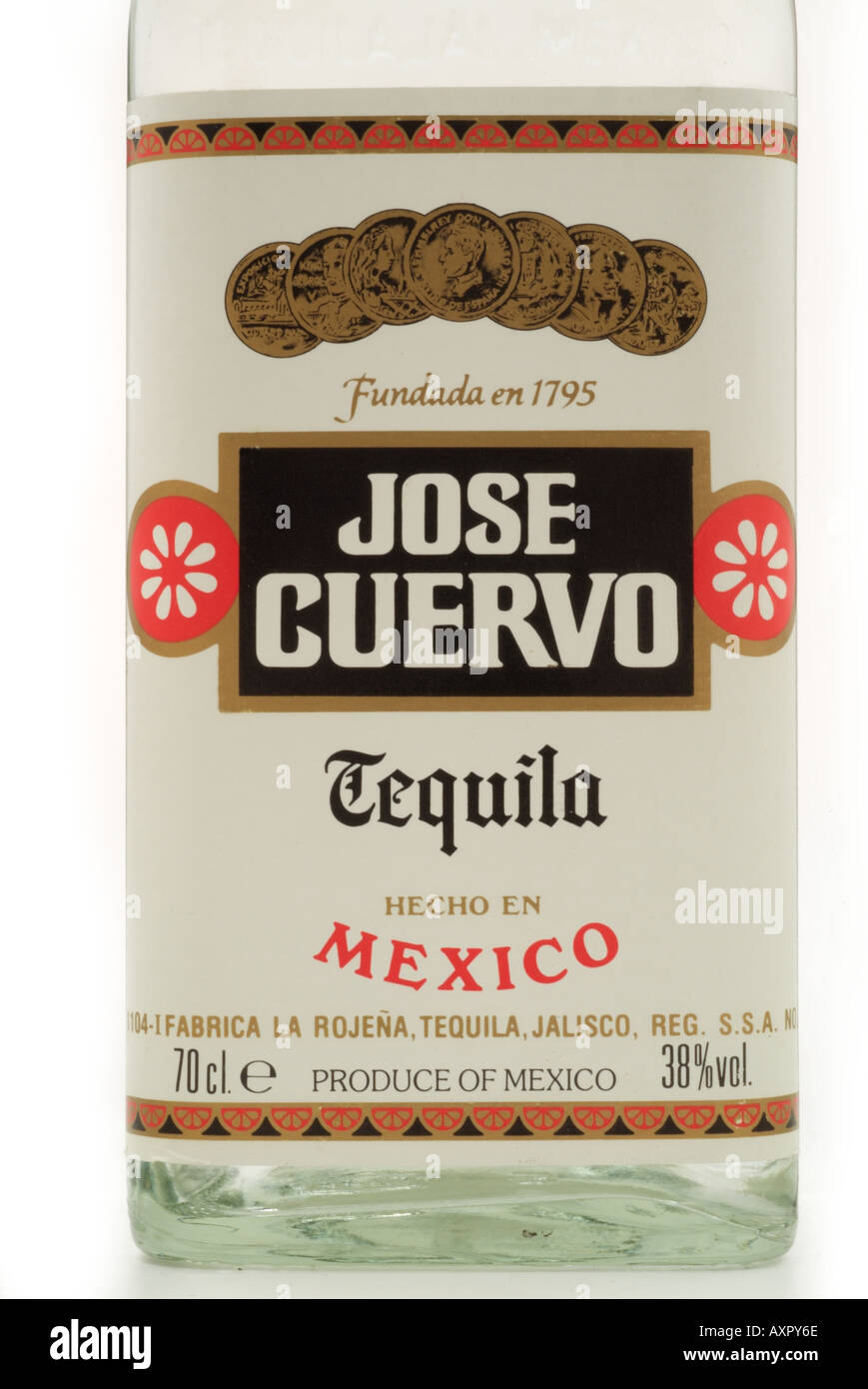 Jose cuervo tequila hecho en jalisco mexico imported fundada 1795 Stock Photo