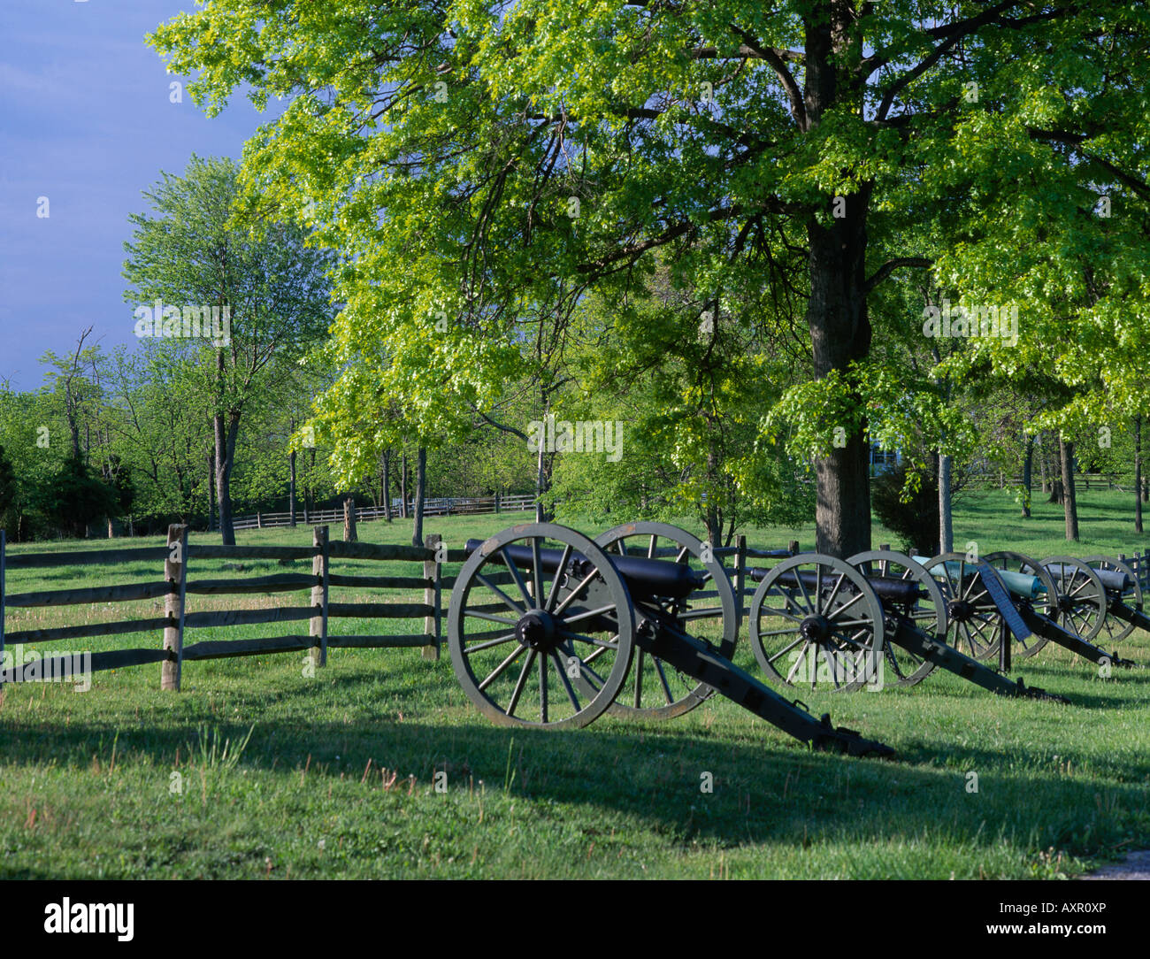 Gettysburg National Military Park PA Cannon along fence line on ...