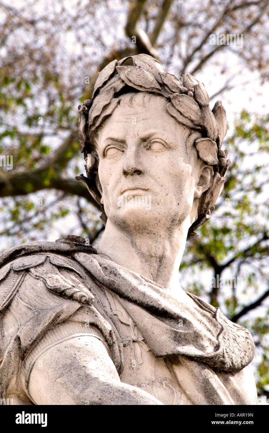 Gaius Julius Caesar Roman Emperor  by Couston Nicolas Born 12 July 100 BC - 102 BC   Roman Paris Jardin des Tuilerie France Stock Photo
