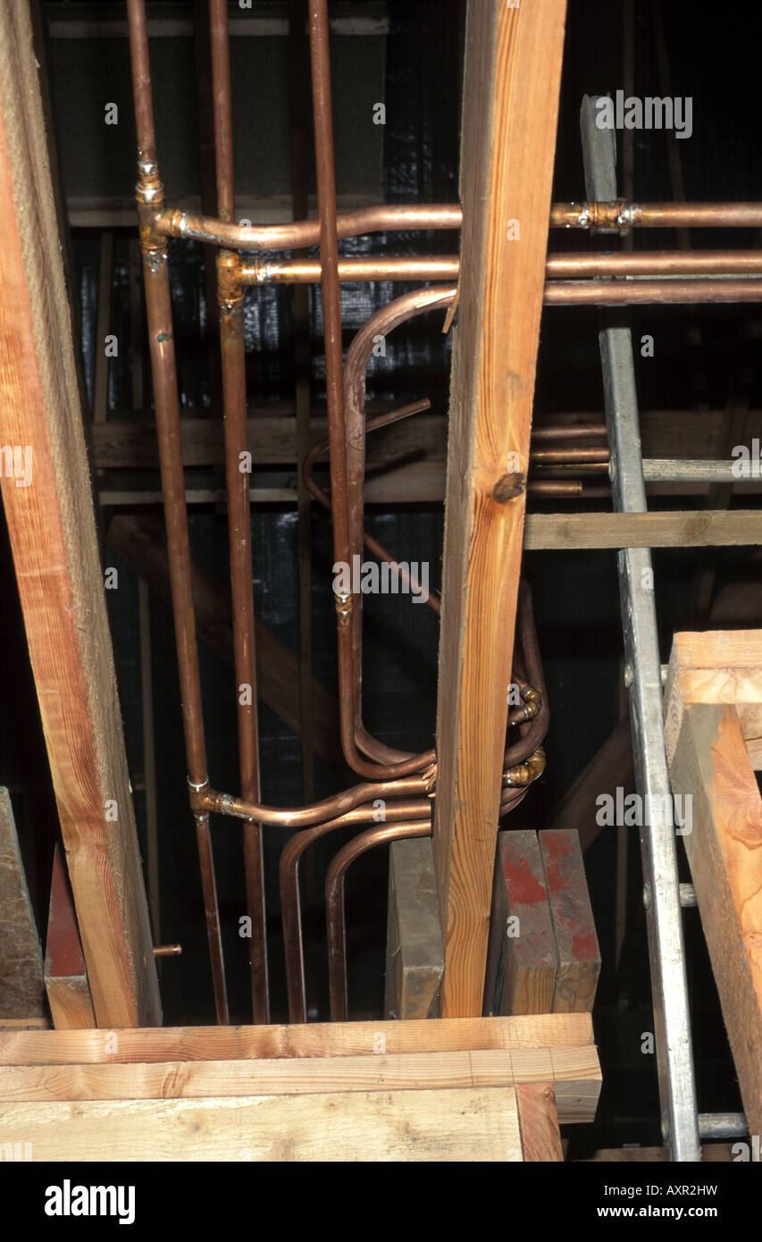 Copper water piping in new house Stock Photo Alamy